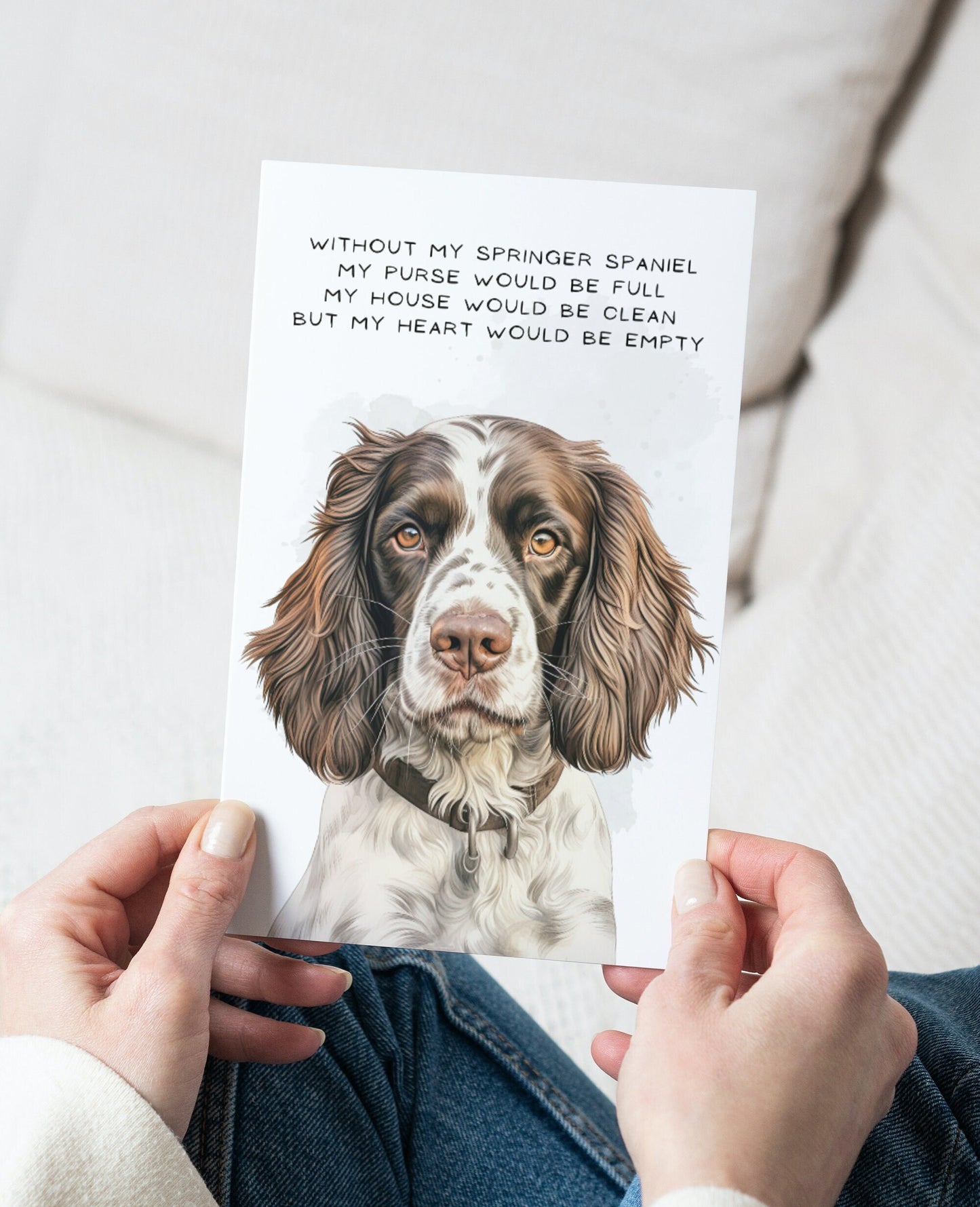 Springer Spaniel Pet Portrait Illustration Greetings Card