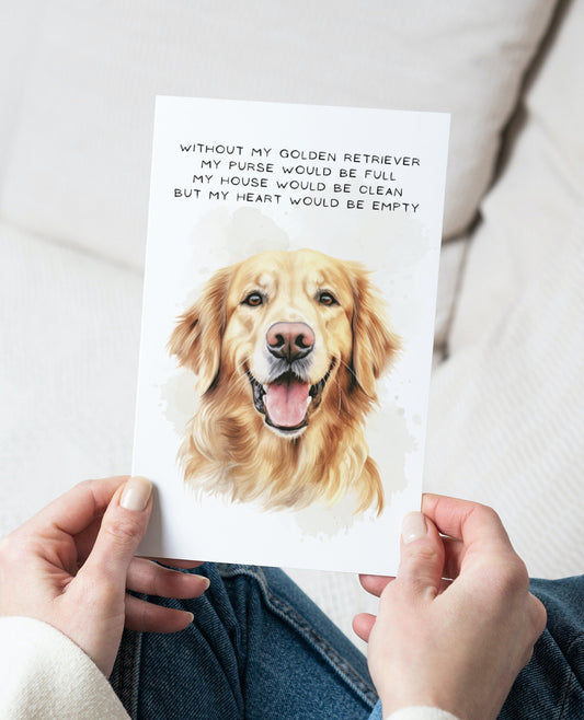 Golden Retriever Pet Portrait Illustration Greetings Card