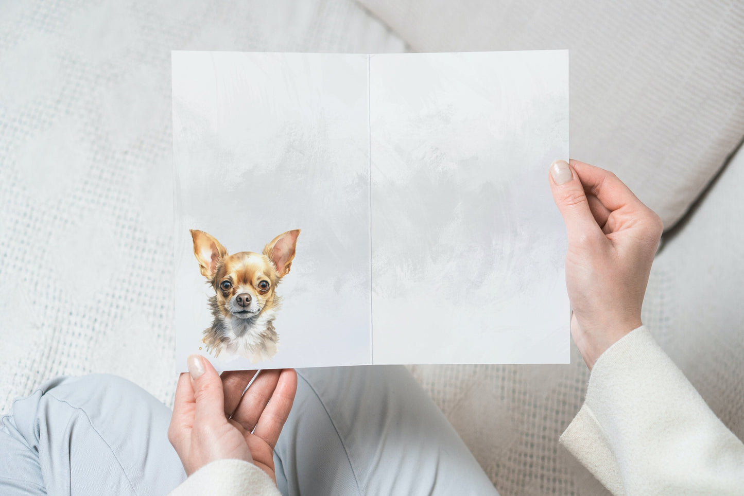 Chihuahua Pet Portrait Illustration Greetings Card