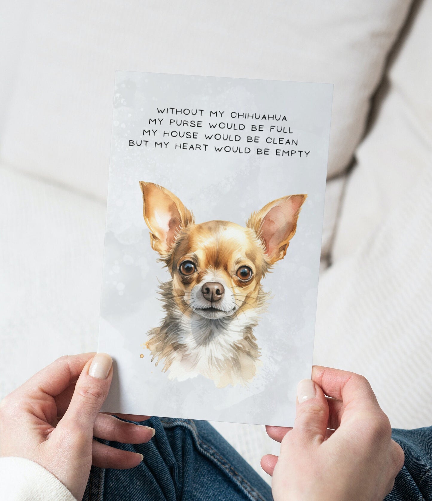 Chihuahua Pet Portrait Illustration Greetings Card