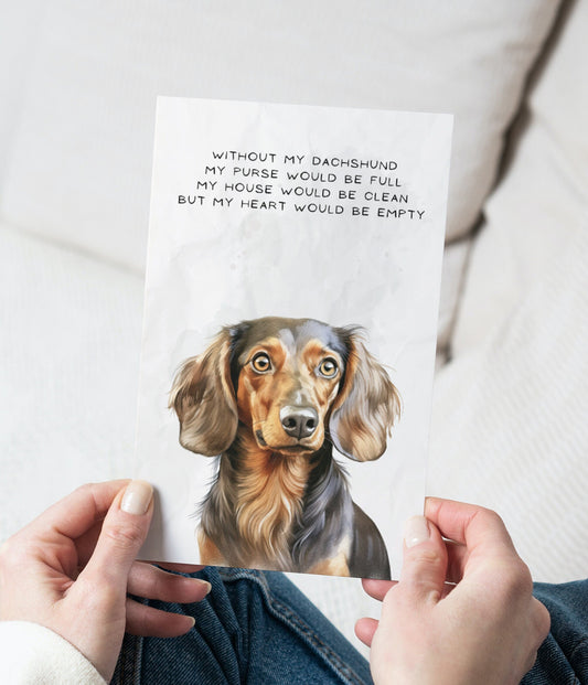 Dachshund Pet Portrait Illustration Greetings Card