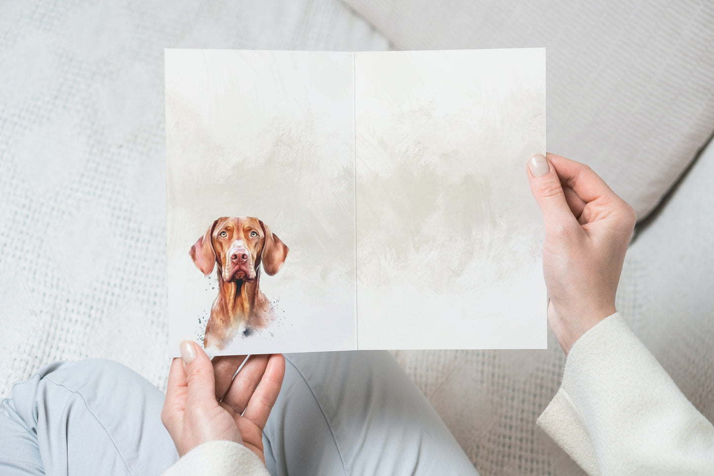 Vizsla Pet Portrait Illustration Greetings Card