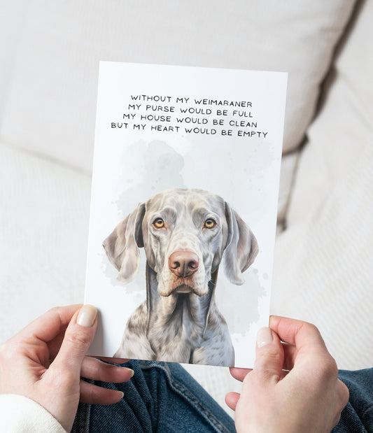 Weimaraner Pet Portrait Illustration Greetings Card