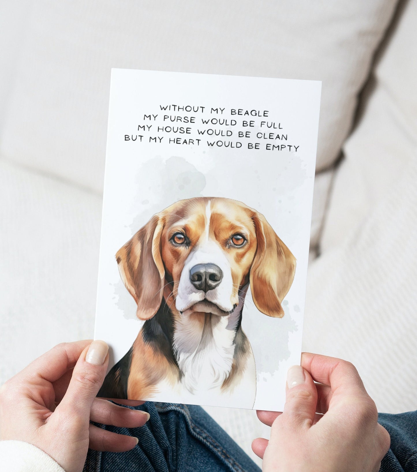 Beagle Pet Portrait Illustration Greetings Card