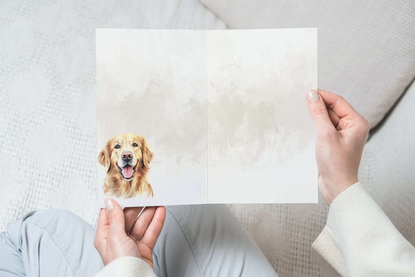 Golden Retriever Pet Portrait Illustration Greetings Card