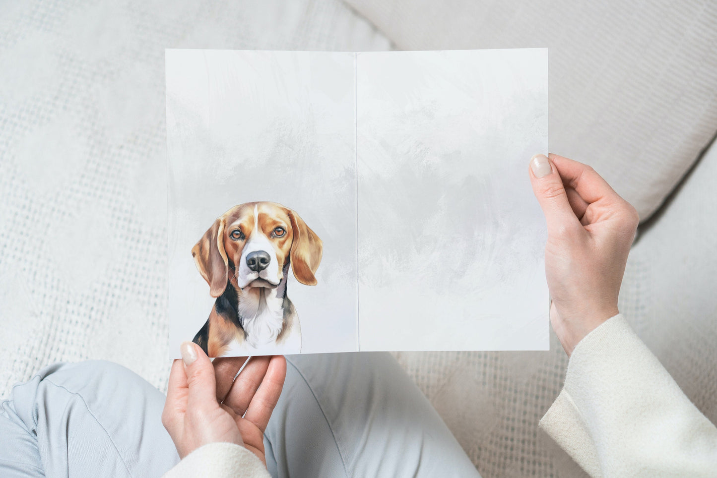 Beagle Pet Portrait Illustration Greetings Card