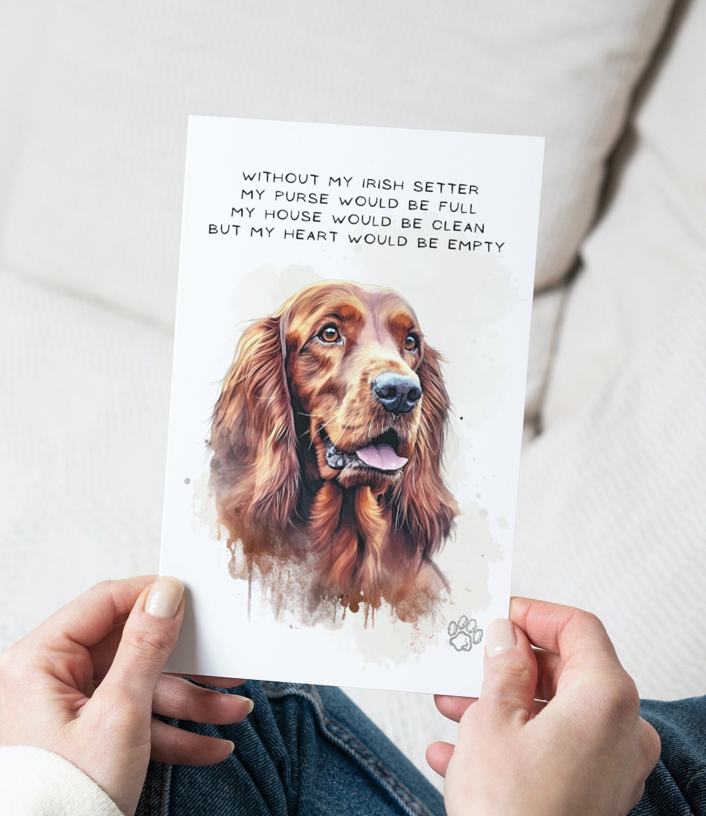 Irish Setter Pet Portrait Illustration Greetings Card