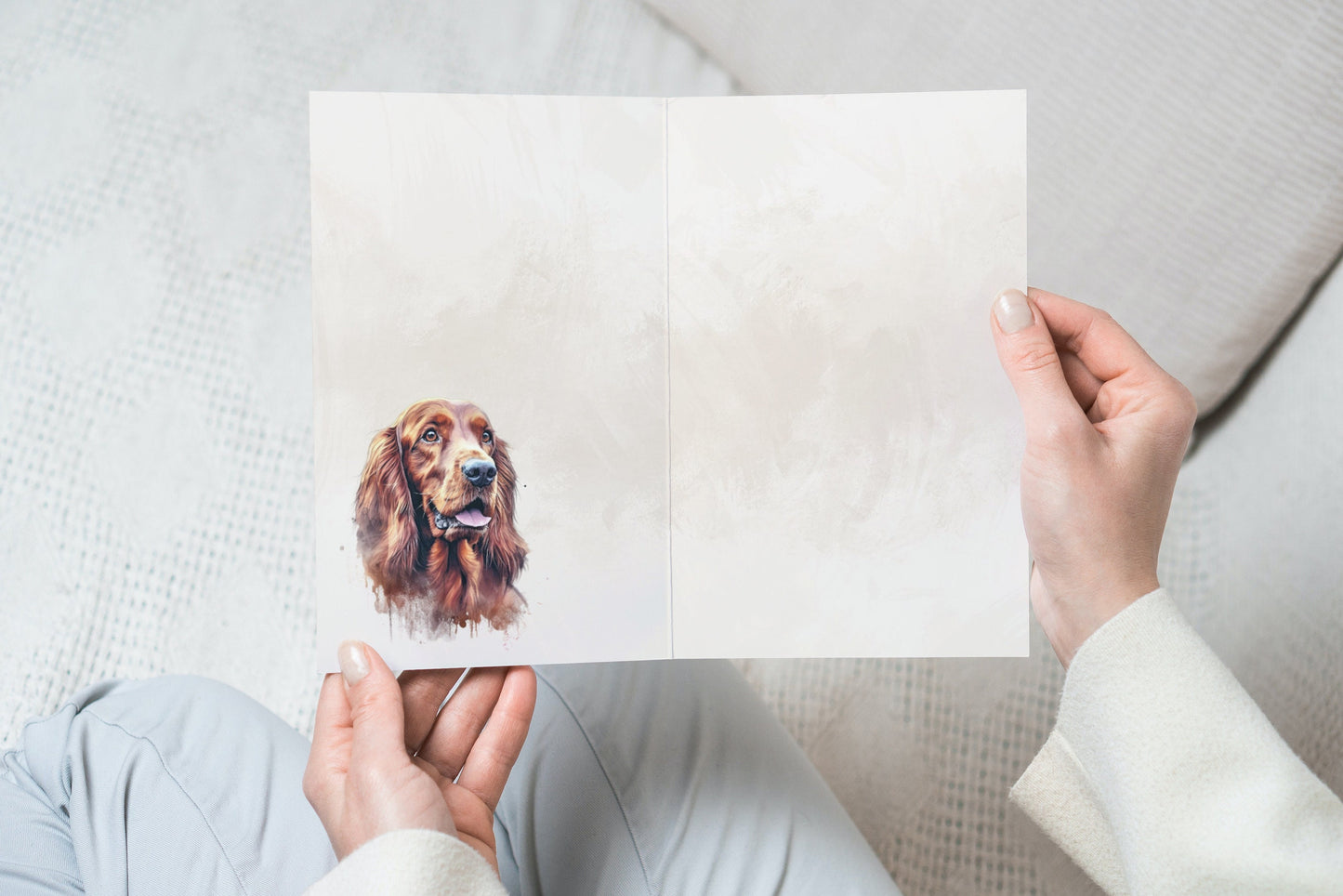 Irish Setter Pet Portrait Illustration Greetings Card