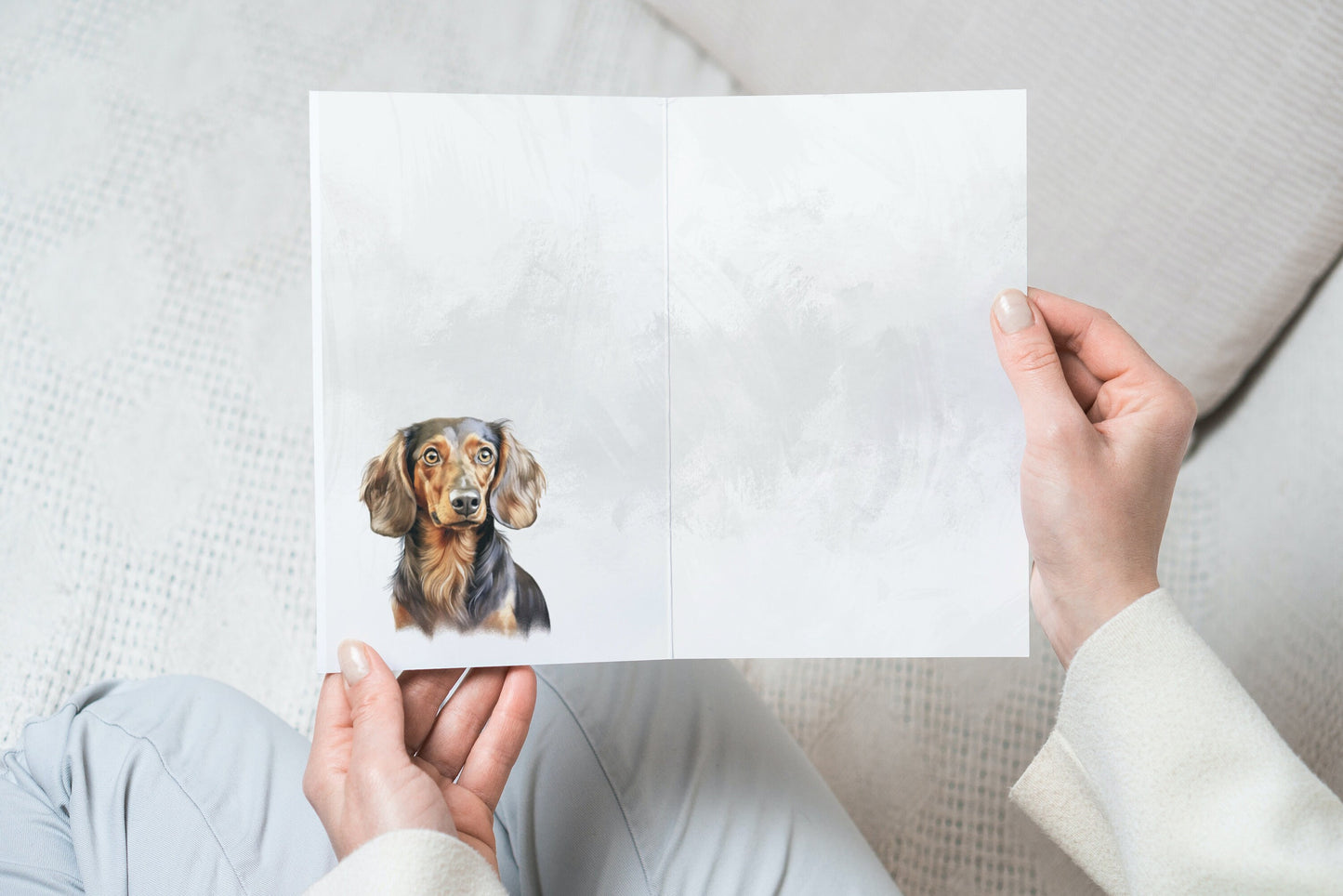 Dachshund Pet Portrait Illustration Greetings Card