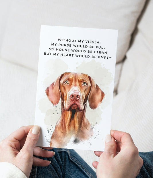 Vizsla Pet Portrait Illustration Greetings Card