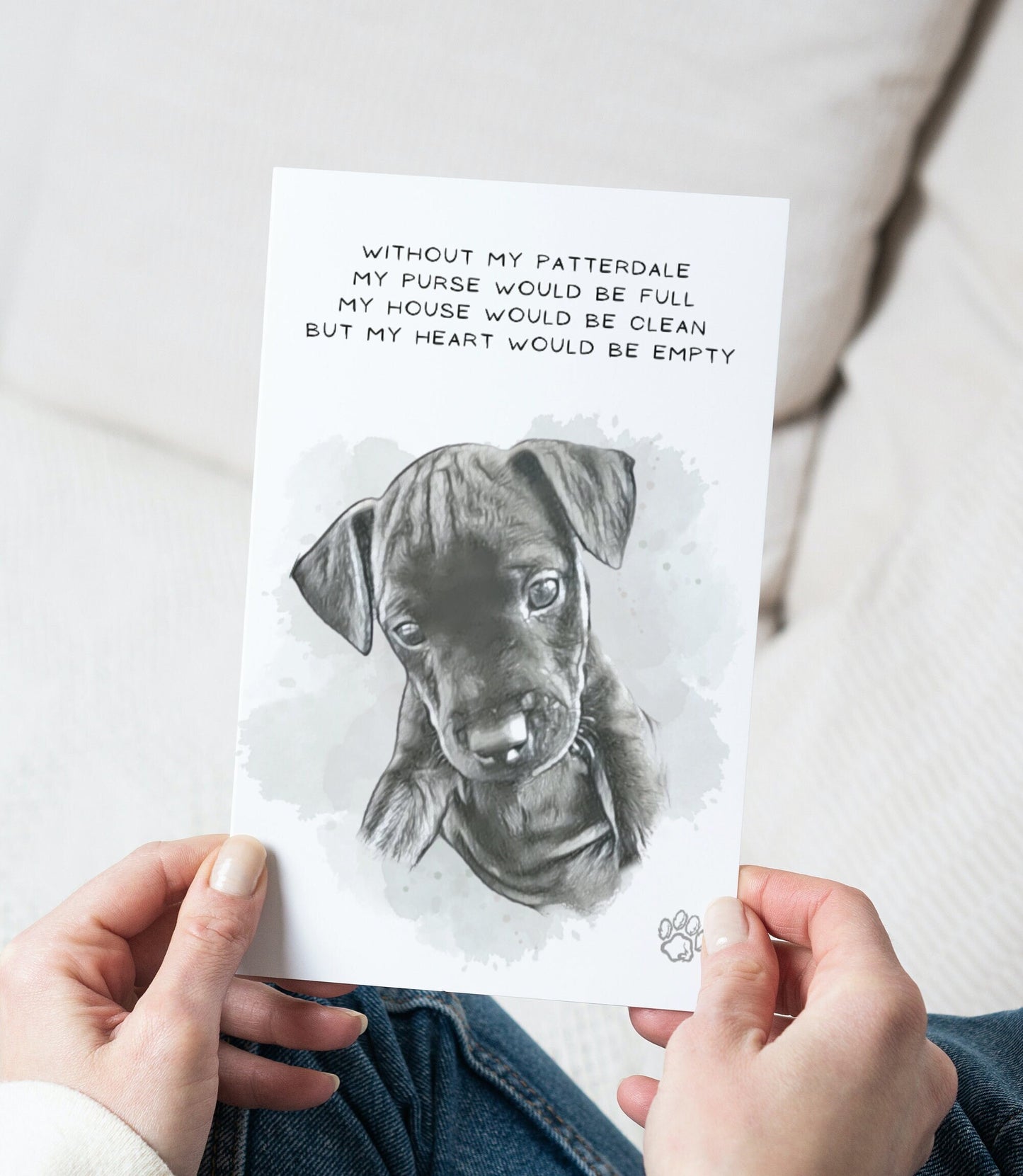 Patterdale Pet Portrait Illustration Greetings Card